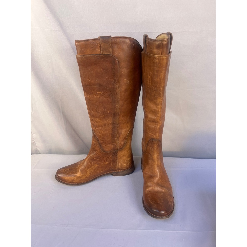 Frye Cognac Brown Leather Tall Riding Boots Women's Size 7B Classic Style - Picture 2 of 6
